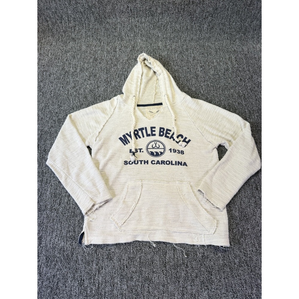 US Vintage Myrtle Beach South Carolina Hoodie Unisex Medium Gray Graphic Cotton